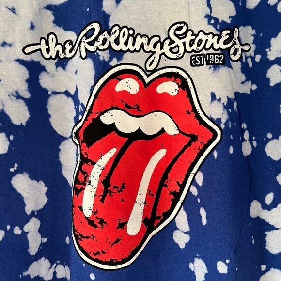 Rolling Stones 1962 Bleach Tie Dye TShirt Unisex Blue White NEW Men's Size Large - Picture 1 of 3